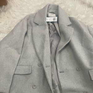 Light grey Abercrombie short wool blend coat new with tags women’s size medium